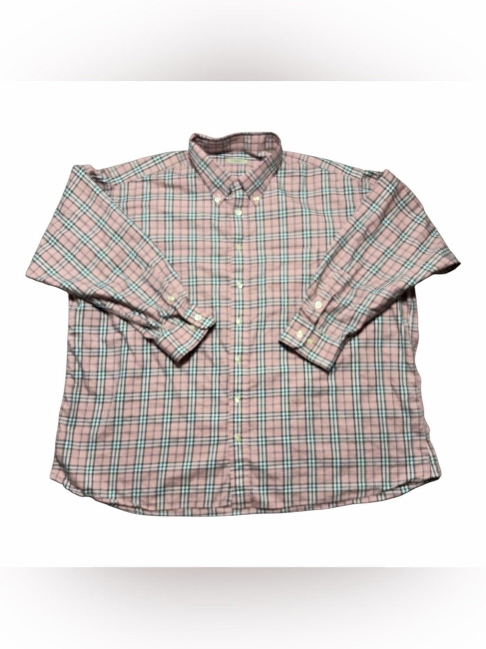 Burberry Men’s Pink Plaid Long Sleeve Button Down Shirt Size 4X